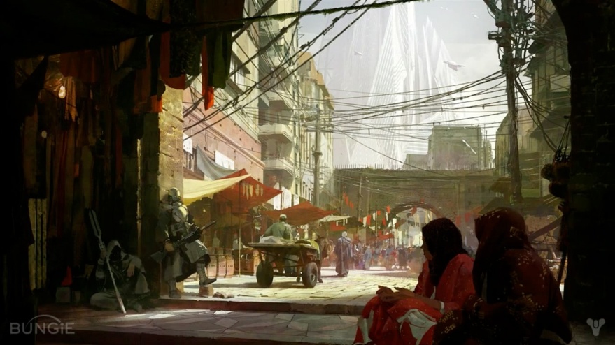 The Last City on Earth - a final bastion of hope, light and who knows what else. Concept art by Bungie.